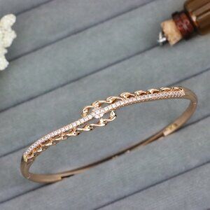 Rose Gold Designer Bangle with Diamond Accent & Twisted Detailing, XPBL0591